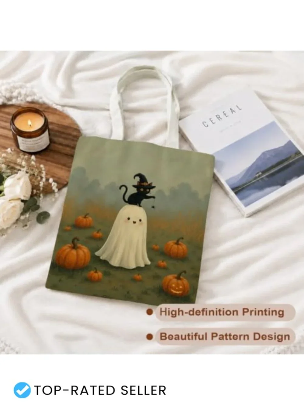 Aesthetic Canvas Tote Bag Reusable Polyester Fiber Ladies Shopping Tote